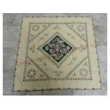 Vintage 38" x 38" Linen / Needlepoint Tablecloth