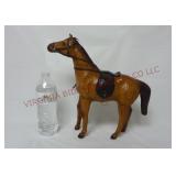 Vintage Leather Wrapped Saddled Horse ~ 12" Tall