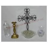 Home Decor ~ Vase, Flower Frog, Cross & Candlestik