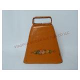 Vintage Painted Cow Bell w Decal ~ 3.5" Tall