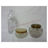 Vintage Glass Vanity Jars w Metal Lids