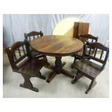 Solid Wood Table w 2 Leaves, 4 Chairs & Cover