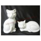 Set of 2 ~ White Cat / Kitten Figurines ~ 5" Tall