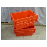 2 Flip Lid Storage Totes ~ Lockable w/ Latches