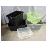 5 Storage Totes ~ No Lids ~ Various Sizes ~ Used