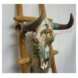 Western Decor ~ Cow Skull, Ladder, Fur & Blanket