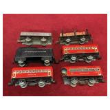 6 MARX 0-Scale Rail Cars