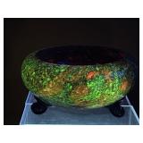 Czech Manganese Spatter Glass Planter - Note