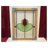 Antique Leaded Stain Glass Panel - Note