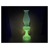 Manganese Glass 18" Oil Lamp - Note