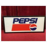Illuminated Pepsi Store Sign - 28" x 12" - Note