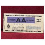 1945-46 Can. Gasoline Licence & Ration Coupon Book