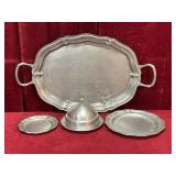 Large Pewter Tray & Tableware