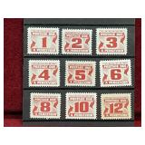 9 Canada Mint Postage Due Stamps