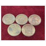 5 1967 GB Large One Penny Coins