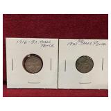 1916 & 1921 GB Silver 3-Pence Coins