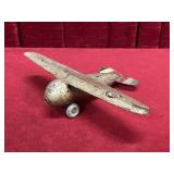 1930s Pressed Steel 7" Airplane - As Is
