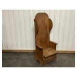 Antique Wood Bishop Chair - 24.75"w x 52"