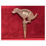 Cast Iron No Dog Lawn Sign