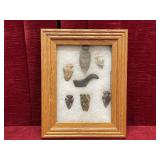 6 Indian Arrow Heads & 1 Artifact