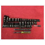 44 Stanley MM/SAE Sockets w/ 1/2" Ext & Driver