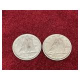 1950 & 51 Canada Silver 10¢ Coins