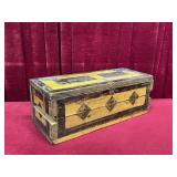 Vtg Painted Wood Tool Box - 21.75" x 9" x 8"
