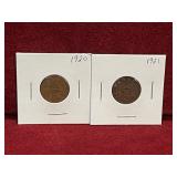 1920 & 21 Canada 1¢ Coins