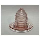 Bee Hive Honey - Jam Depression Glass Jar & Saucer