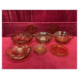 8 Amber Glass Serving Dishes