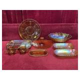9 Amber Glass Serving Dishes