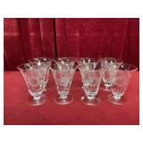 8 Hughes Cut Cornflower Crystal Wine Glasses