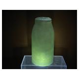 Antique Blue Manganese Glass Crown Jar - Note