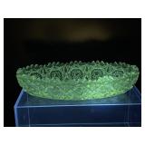 Pressed Manganese Glass Celery Dish - Note