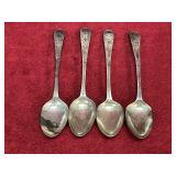 4 Vtg Silver Monogrammed Spoons - Marked