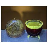Manganese Glass Apple & Candle Holder - Note