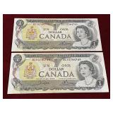 1973 BC-46b UNC Canada Consecutive $1 Banknotes
