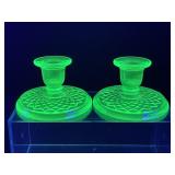 Uranium Glass Candle Holders - Note