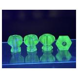 4 Uranium Glass Pulls - Note