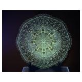 Footed Pressed Manganese Glass 9" Plate - Note