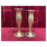 Vtg Brass Church Vases