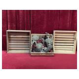 3 12" x 12" x 3.5" Wood Boxes & Decor Items