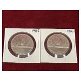 1985 & 86 Canada $1 Coins