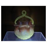 Hand Blown Manganese Art Glass Basket - Note