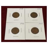 1936 to 1939 Canada 1¢ Coins