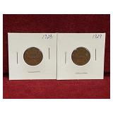 1928 & 29 Canada 1¢ Coins