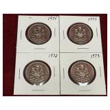 4 1972 - 1975 Canada 50¢ Coins
