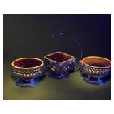 3pc Cadmium Glass Table Set - Note