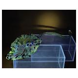 Murano Style Manganese Art Glass Long Stem Flower
