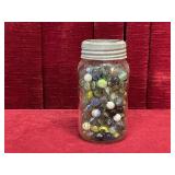 1942 Crown Jar w/ Various Glass Marbles